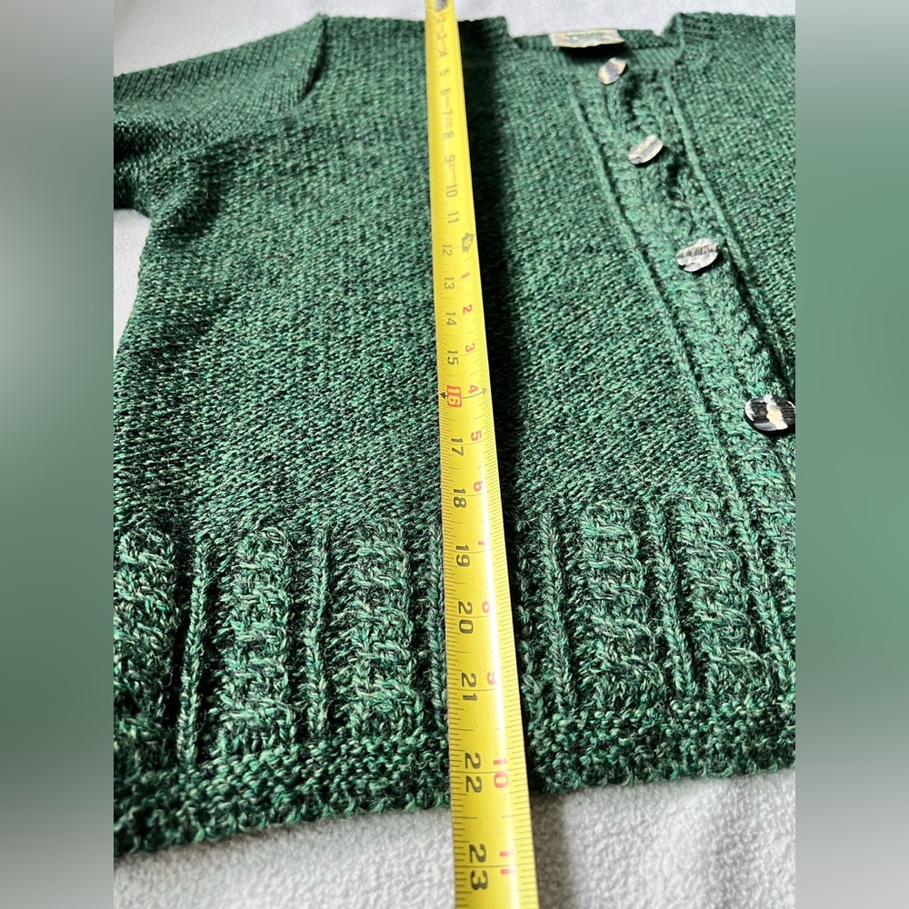 Vintage 100% Wool Cardigan, Made in Ireland, Deep Emerald Green, Sz - L - Picture 11 of 12